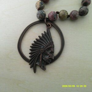 Copper-Tone Native Chief Pendant Necklace in Brown/Antique Copper